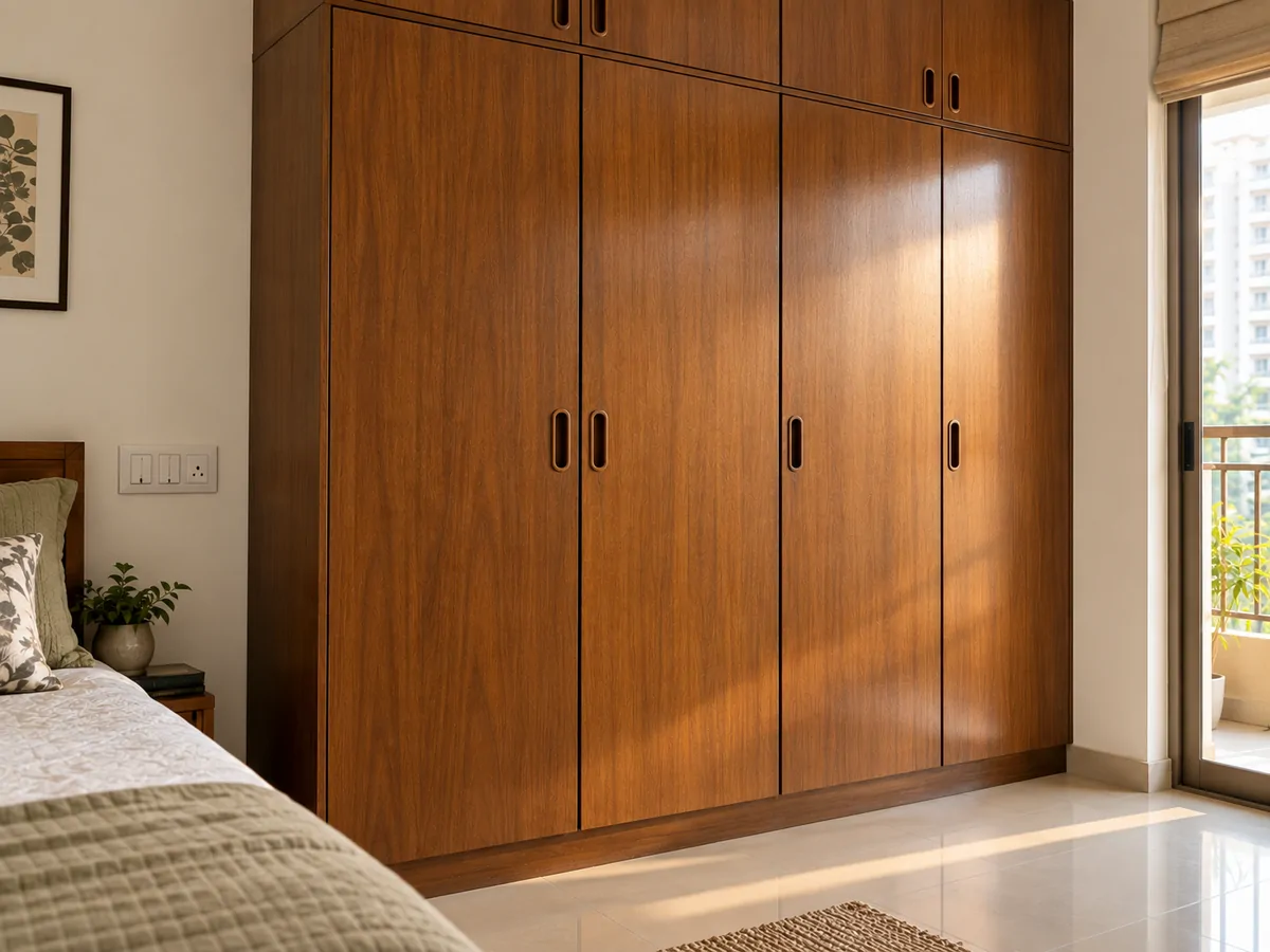 Wardrobe run — failed melamine stripped back and sprayed in PU — after